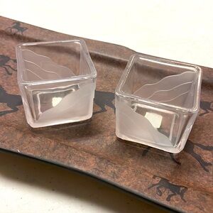 Party Lite Cirrus Pair Square Votive Glass Candle Holders P7347